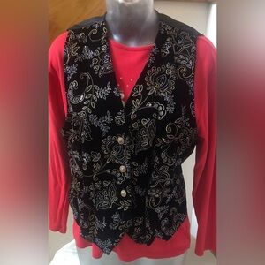 Vintage 90’s Classic Black Velvet Vest Size Small